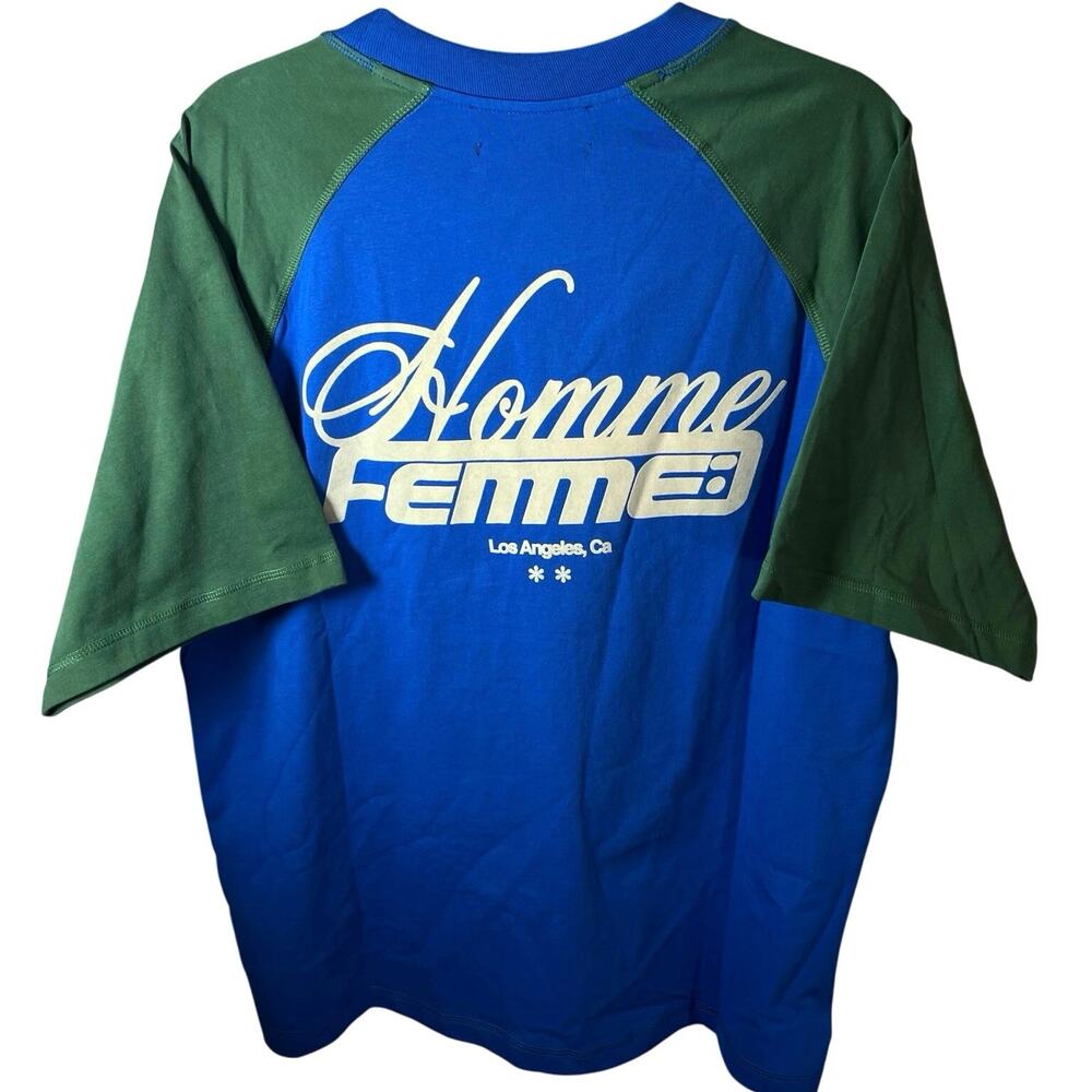 •NWT• Homme + Femme LA • Men’s L Westwood Ragland Tee Blue/Green